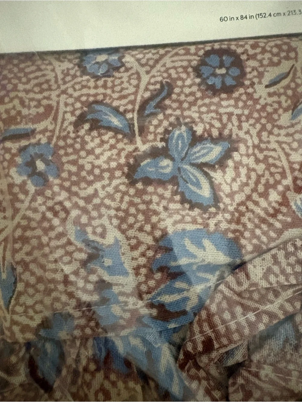 Threshold Mauve Floral Tablecloth with Blue Accents